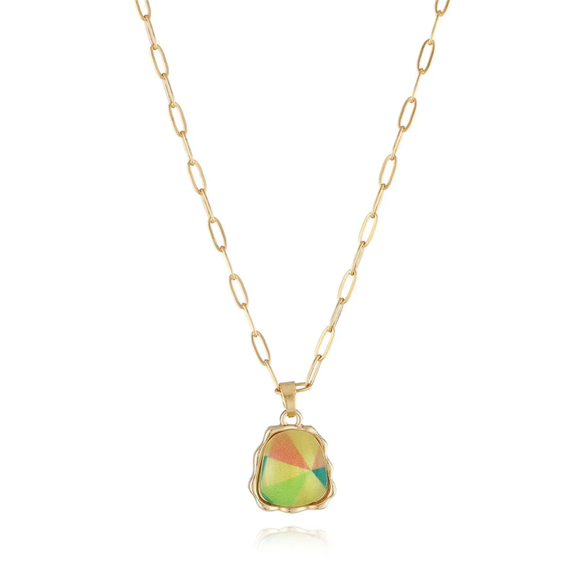 Green Acrylic & 18K Gold-Plated Ladder Pendant Necklace