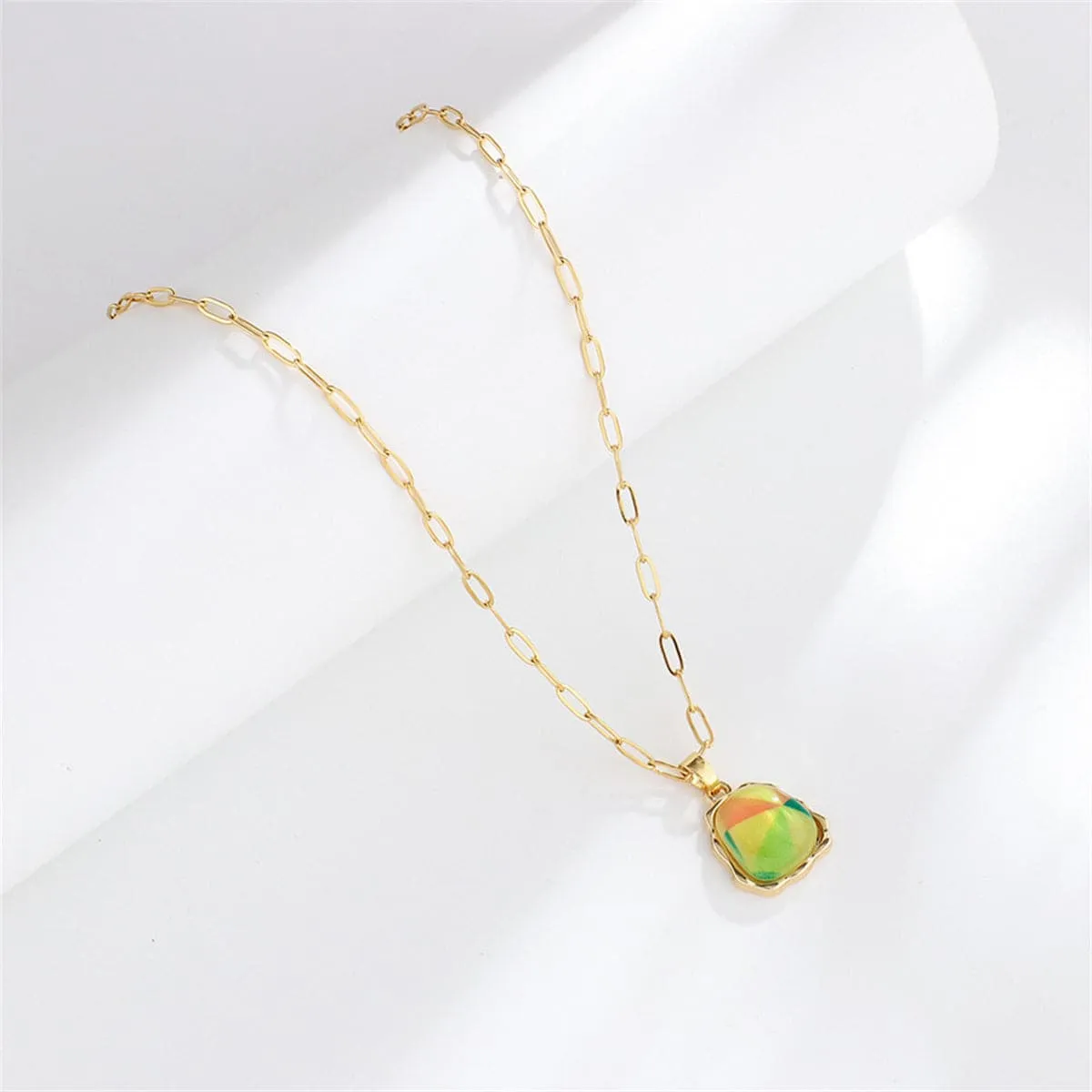 Green Acrylic & 18K Gold-Plated Ladder Pendant Necklace