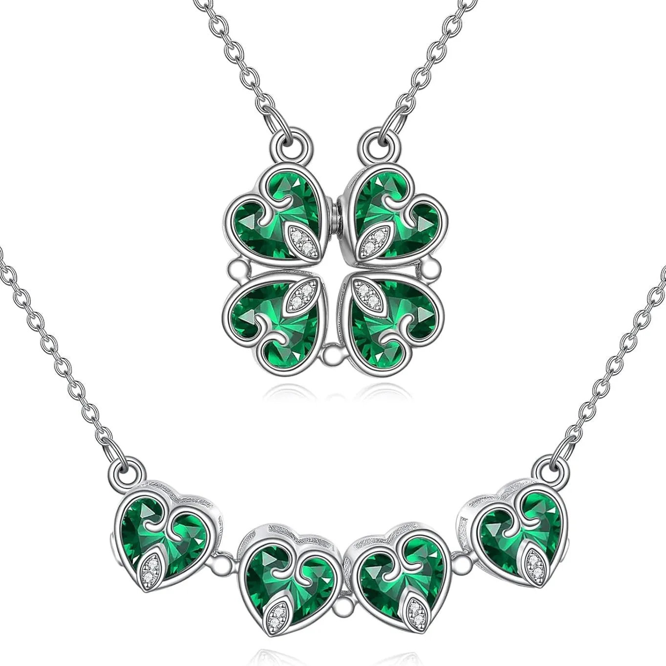 Green Clover-Heart Change Necklace