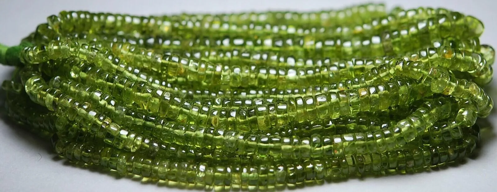 Green Peridot Smooth Round Wheel Gemstone Loose Spacer Beads Strand 13" 4mm