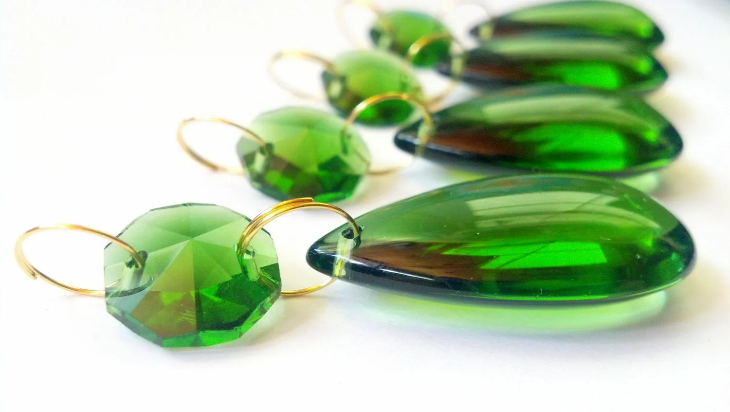 Green Smooth Teardrop 38mm Chandelier Crystals Ornament, Pack of 5