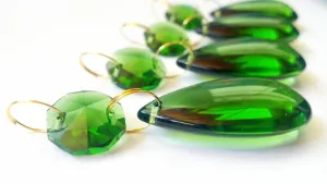 Green Smooth Teardrop 38mm Chandelier Crystals Ornament, Pack of 5