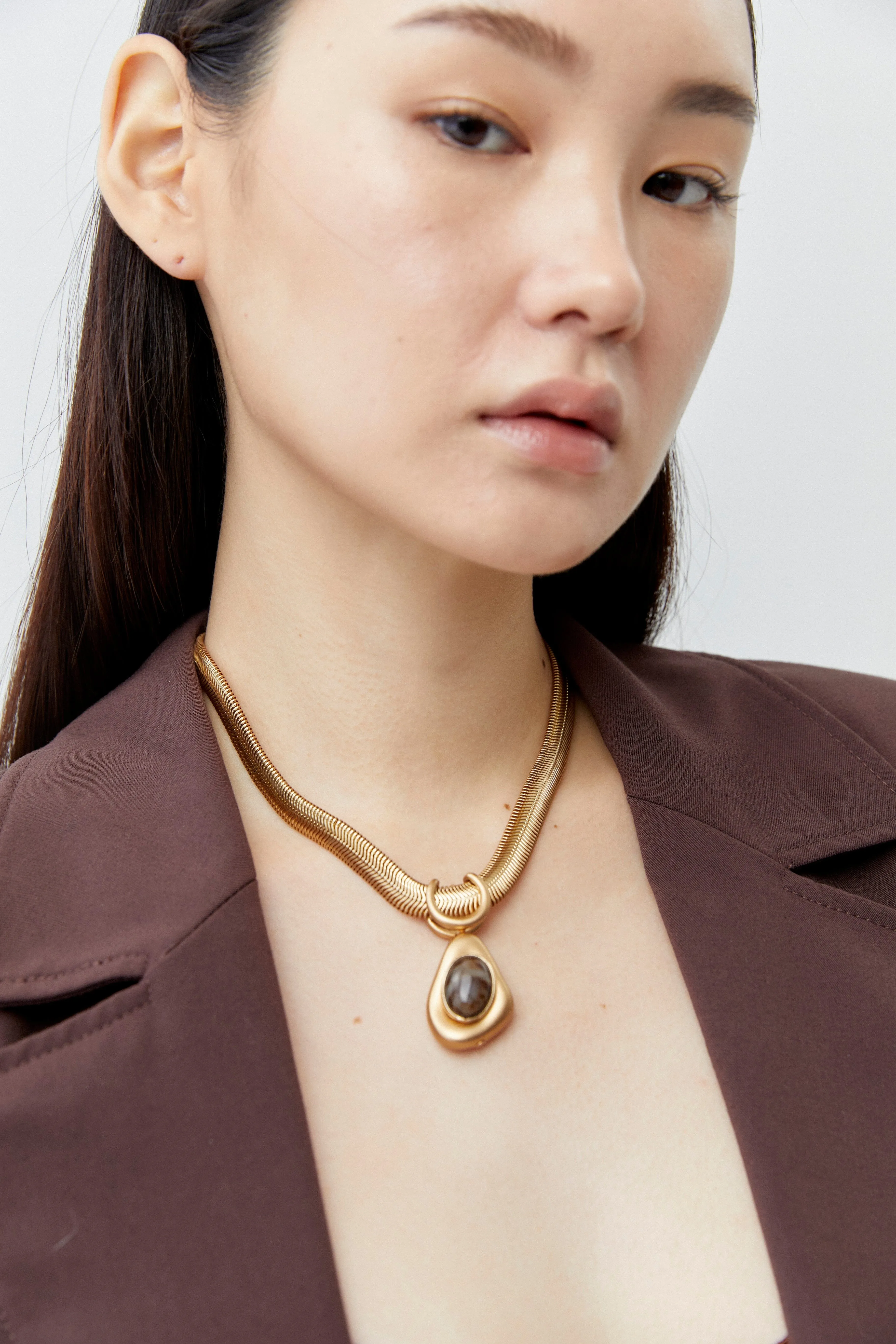 Grey Gold Chunky Chain Necklace