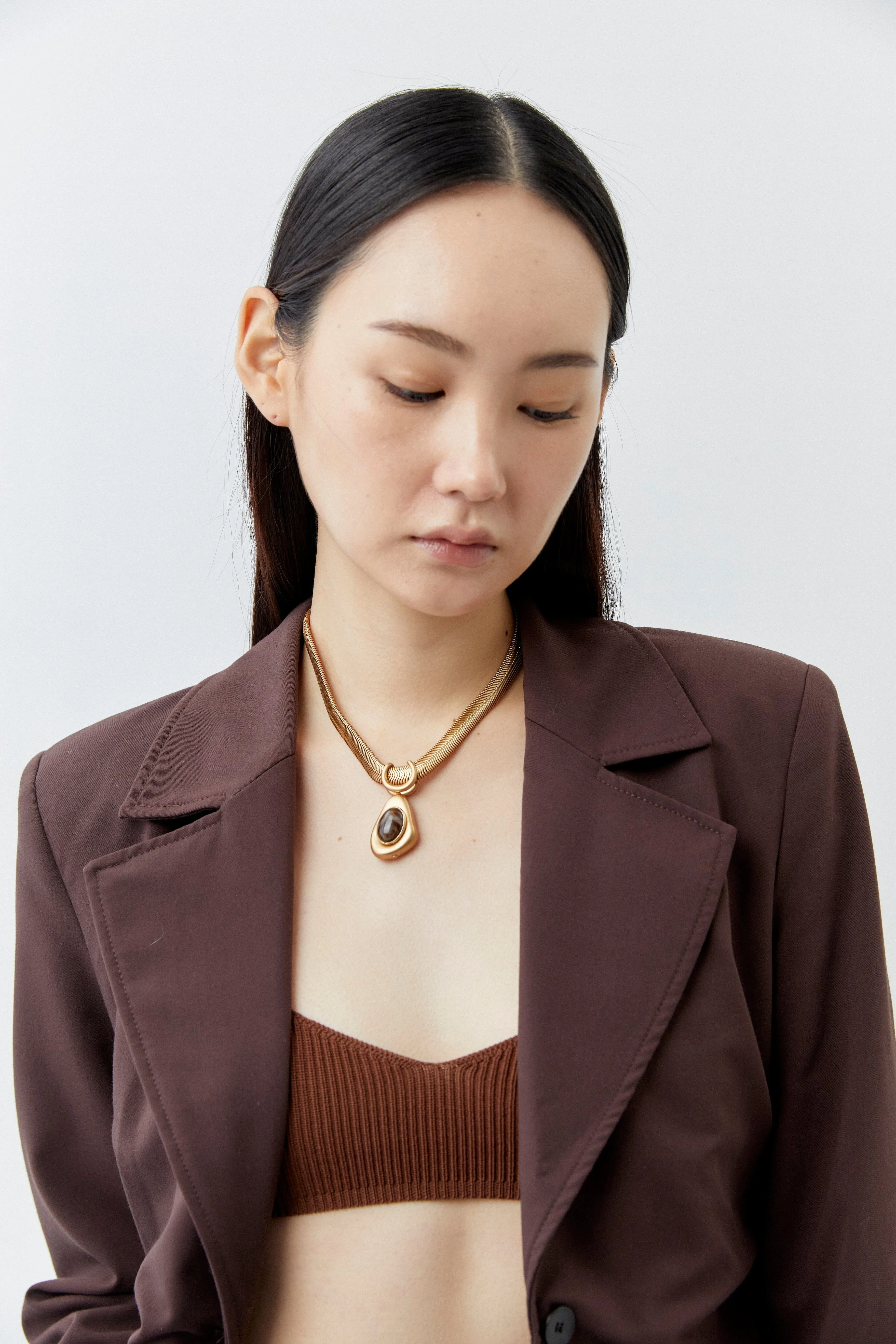 Grey Gold Chunky Chain Necklace