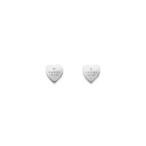 Gucci Silver Trademark Heart Motif Stud Earrings