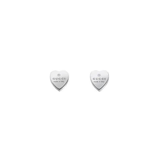 Gucci Silver Trademark Heart Motif Stud Earrings