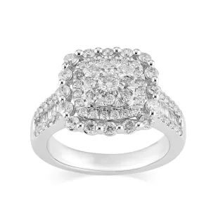Halo Ring with 1.25ct of Diamonds in 9ct White Gold