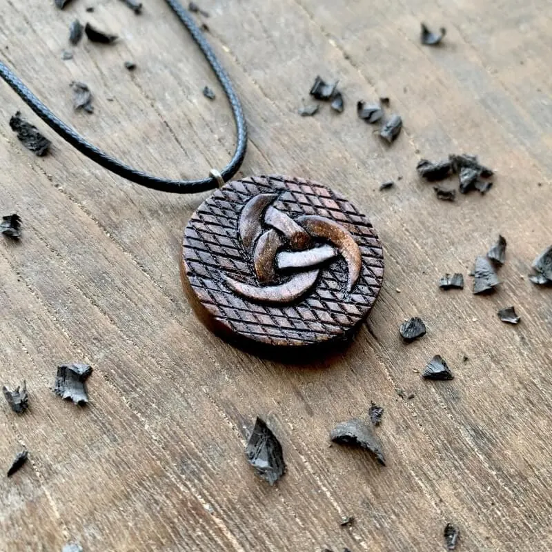 Handcarved Unique Walnut Wood Odin's Horns Style 2