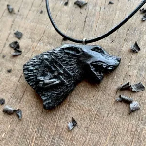 Handcarved Unique Wood Fenrir Valknut Pendant