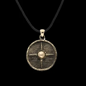 Handcrafted Vikings Shield Necklace Unique Bronze Pendant