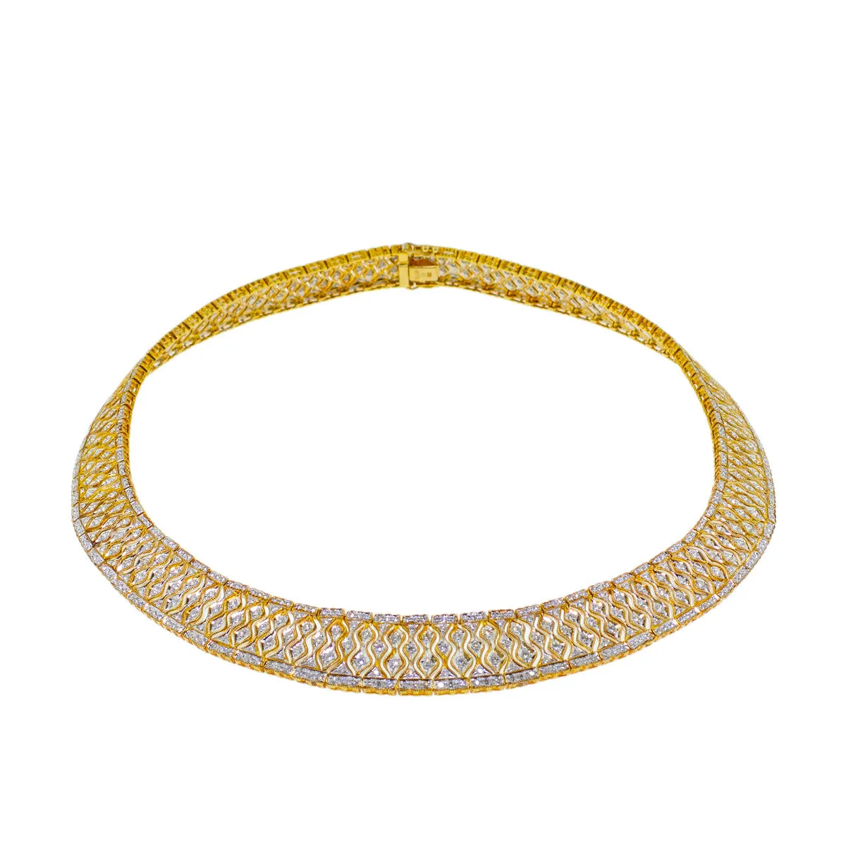 Handmade Italian 18K Yellow Gold and Diamond Necklace