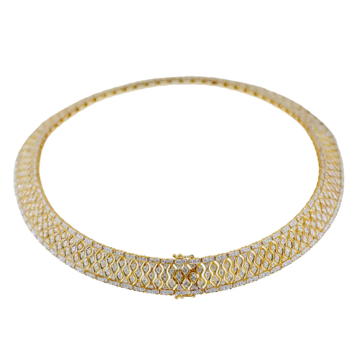 Handmade Italian 18K Yellow Gold and Diamond Necklace