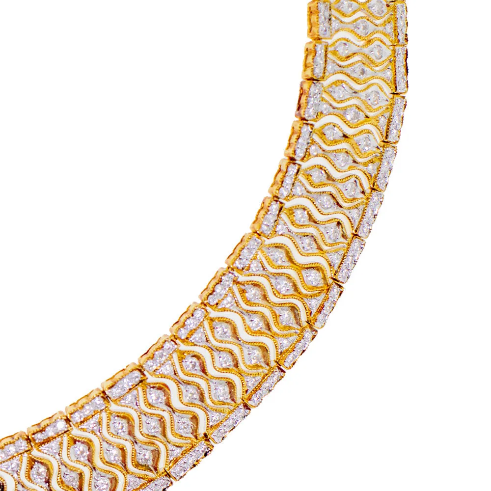 Handmade Italian 18K Yellow Gold and Diamond Necklace