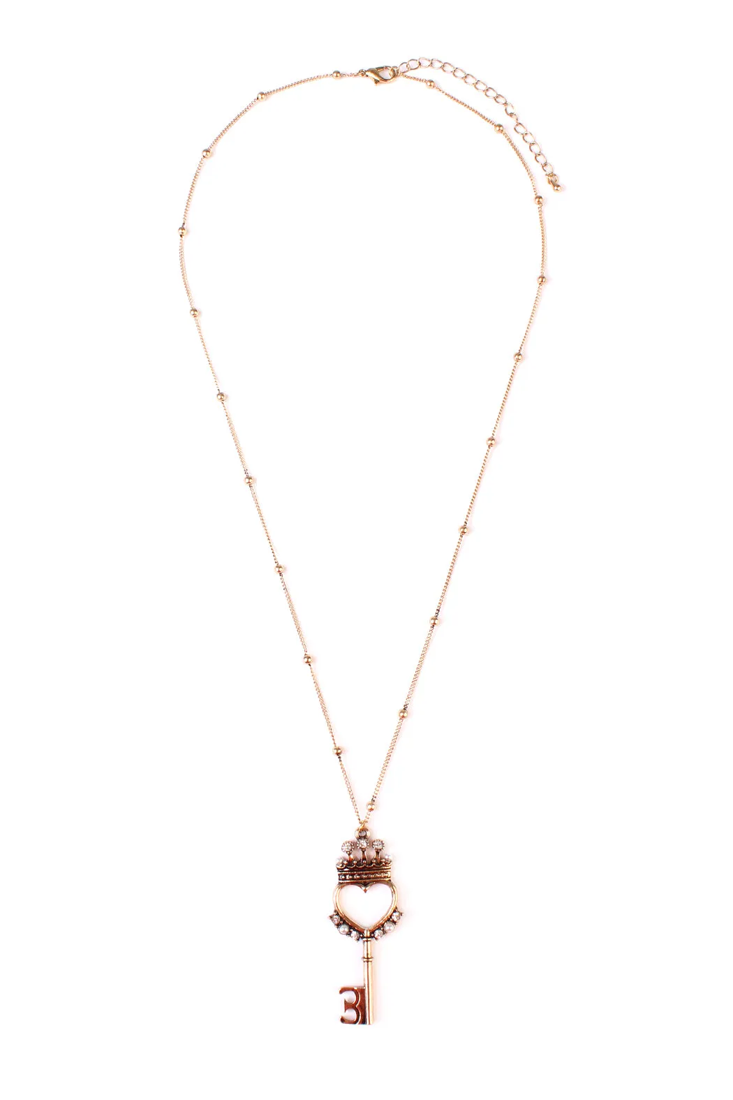 HEART CROWN KEY PENDANT NECKLACE