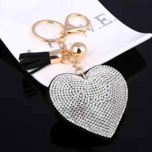 Heart Keychain 6 Colors Full Crystal Key Long Tassel Key Holder