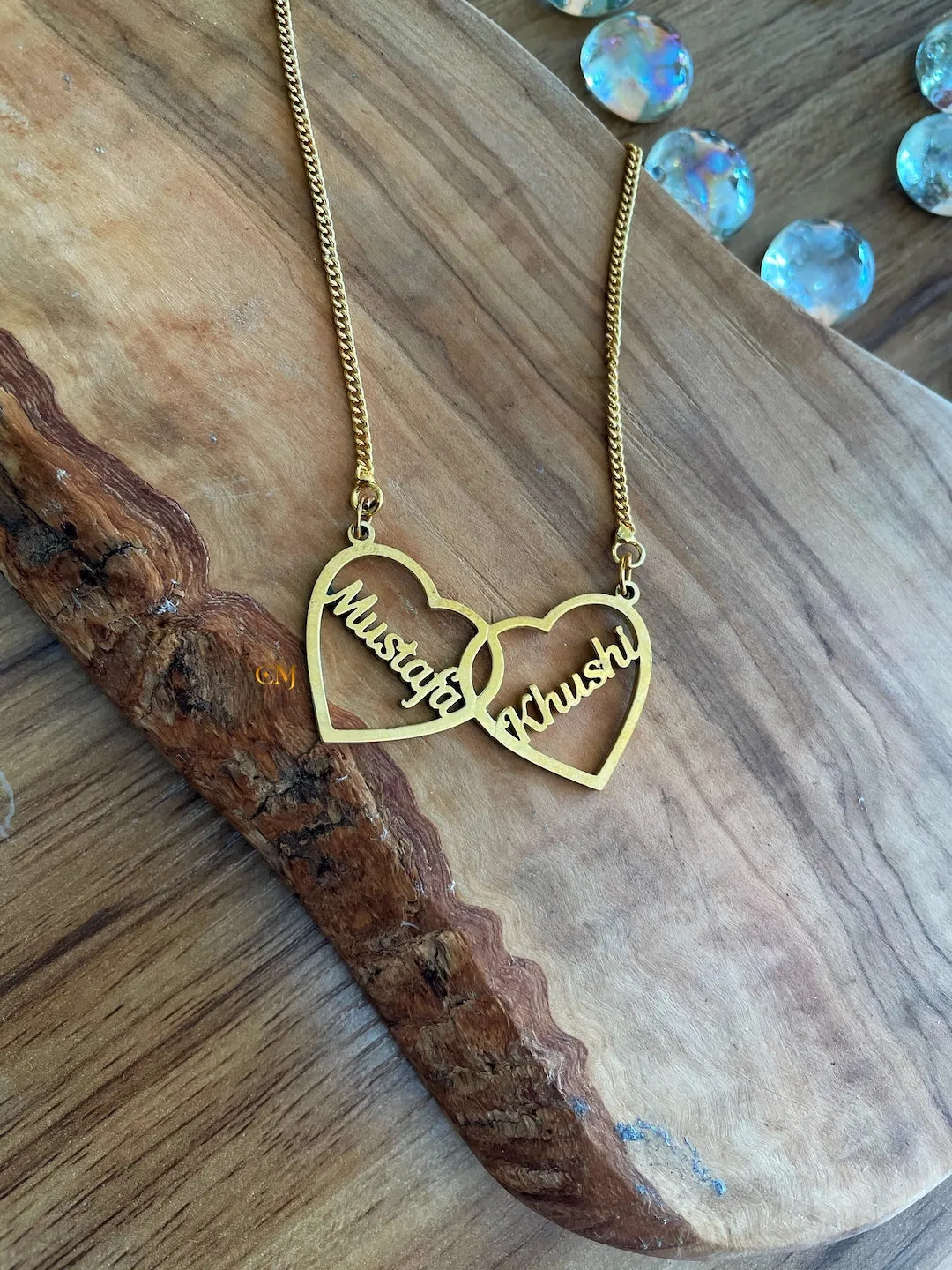 Heart Locket Pendant Necklace With 2 Custom Names
