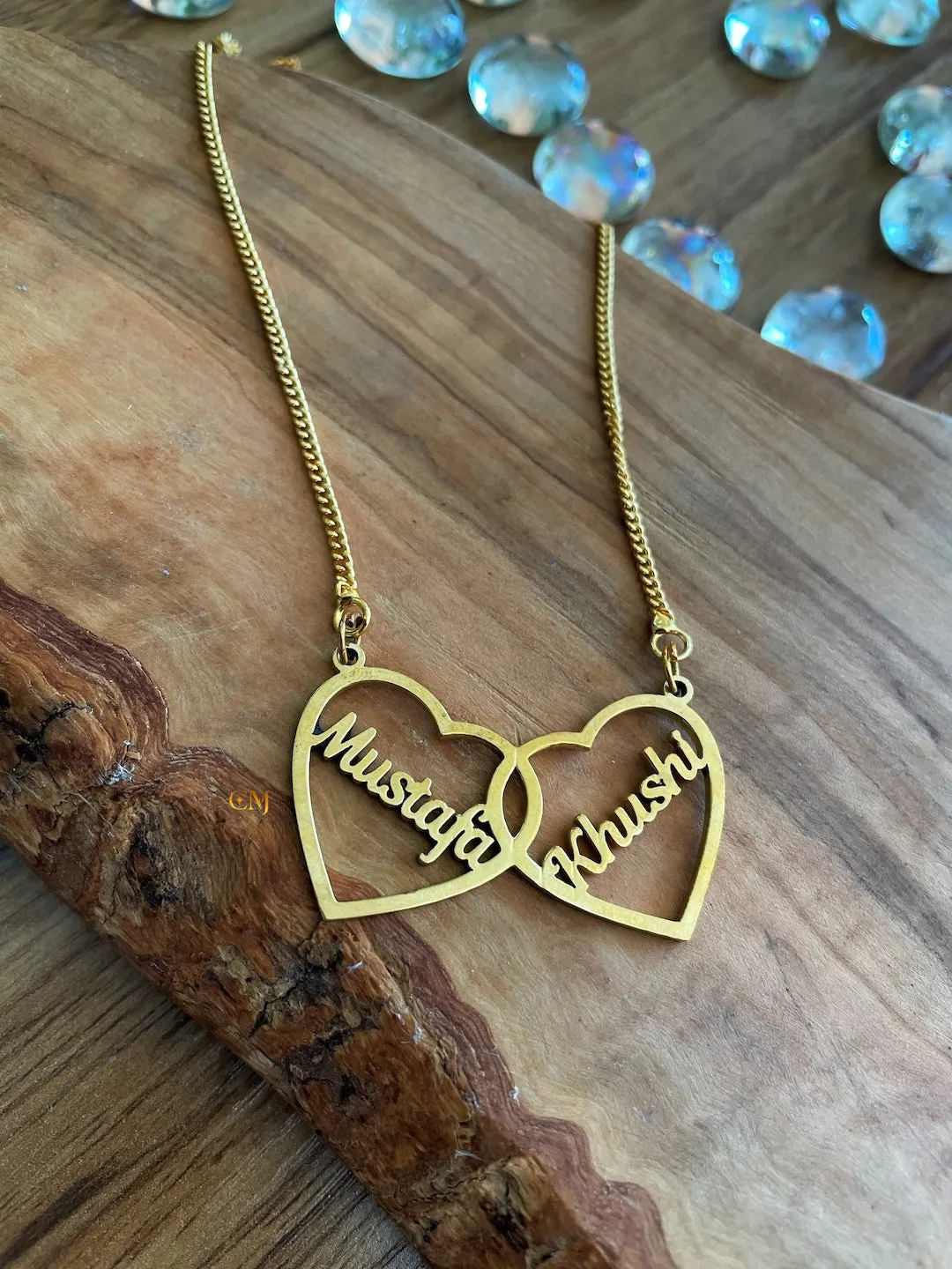 Heart Locket Pendant Necklace With 2 Custom Names