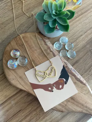 Heart Locket Pendant Necklace With 2 Custom Names