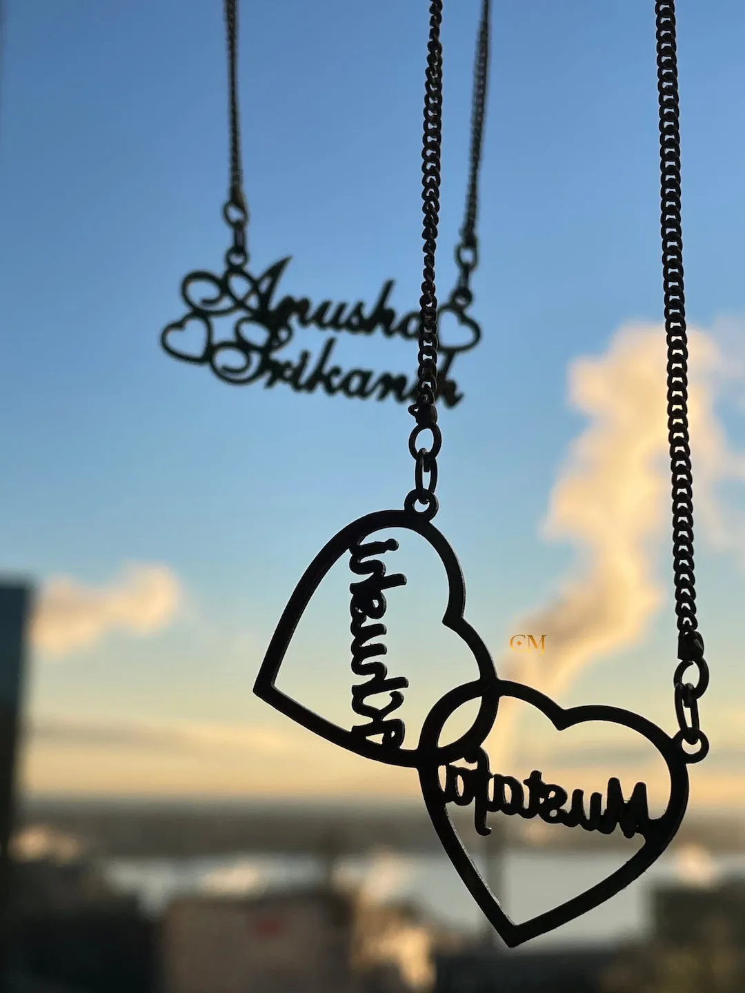 Heart Locket Pendant Necklace With 2 Custom Names