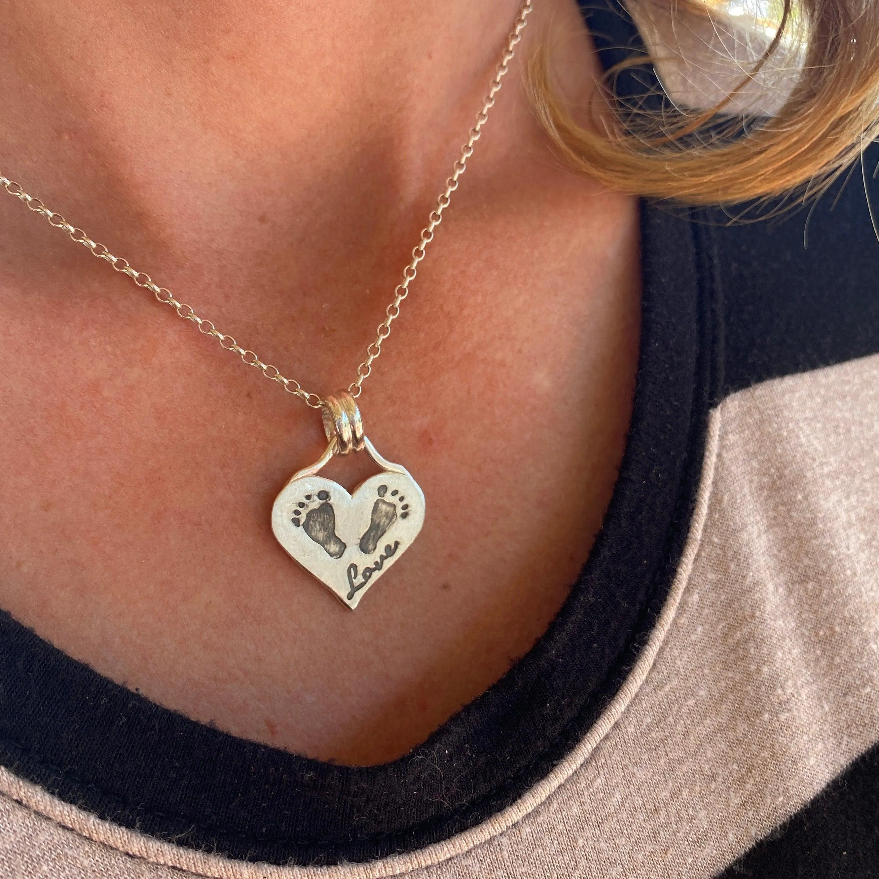 Heart Shaped Baby Footprint Necklace