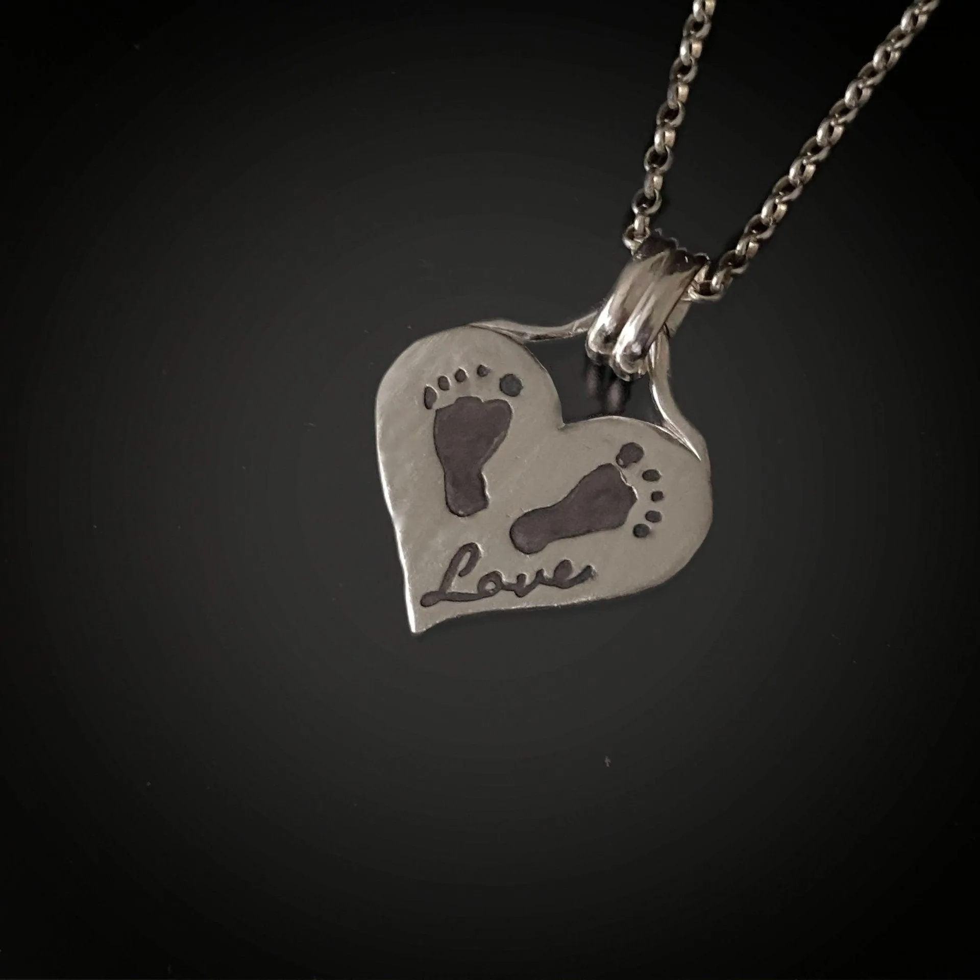 Heart Shaped Baby Footprint Necklace