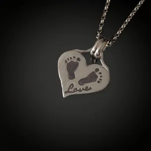 Heart Shaped Baby Footprint Necklace