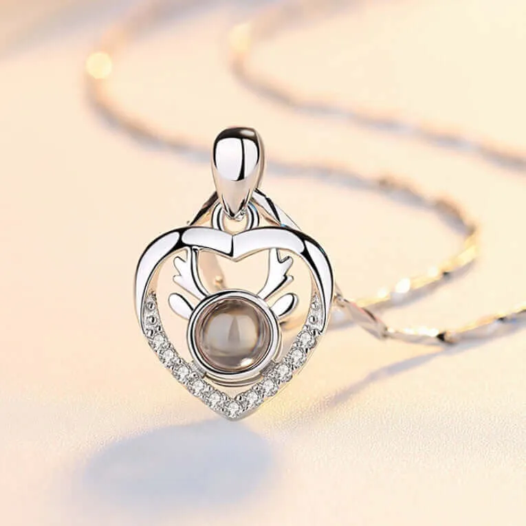 Heart Shaped Love Reindeer Projection Necklace