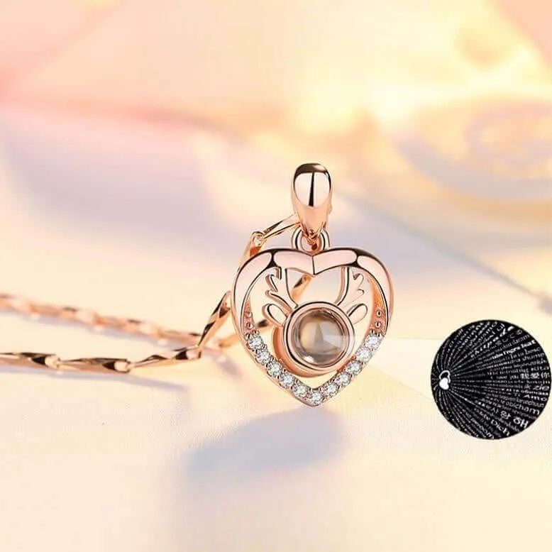 Heart Shaped Love Reindeer Projection Necklace
