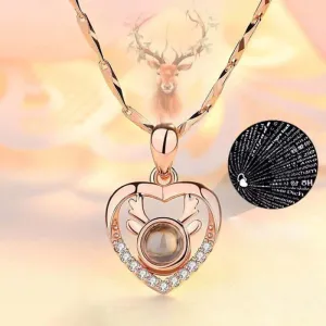 Heart Shaped Love Reindeer Projection Necklace