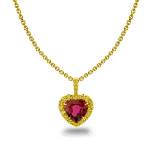 Heart Shaped Ruby & Yellow Diamond Necklace