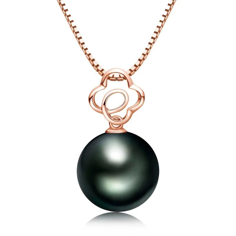 Hollow Flower Tahitian Pearl 18k Solid Gold Necklace