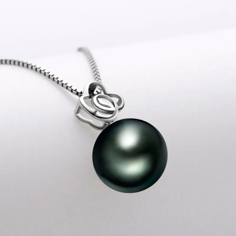 Hollow Flower Tahitian Pearl 18k Solid Gold Necklace
