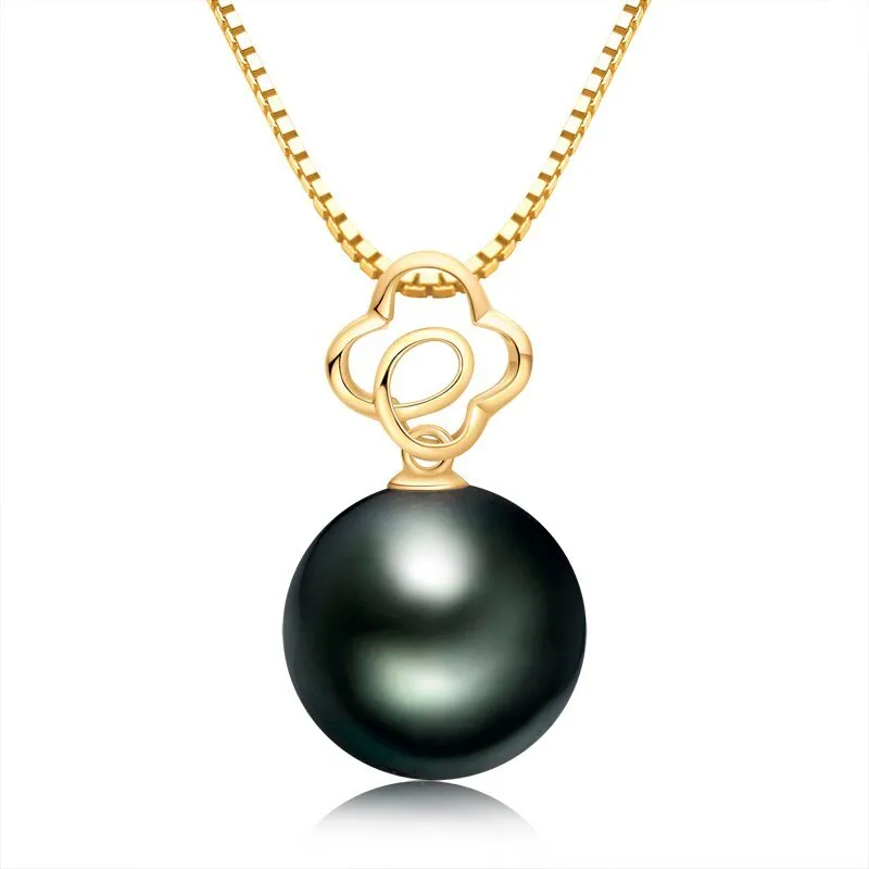 Hollow Flower Tahitian Pearl 18k Solid Gold Necklace
