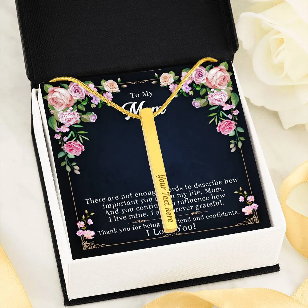 I am forever grateful-Vertical Stick Necklace for Mom