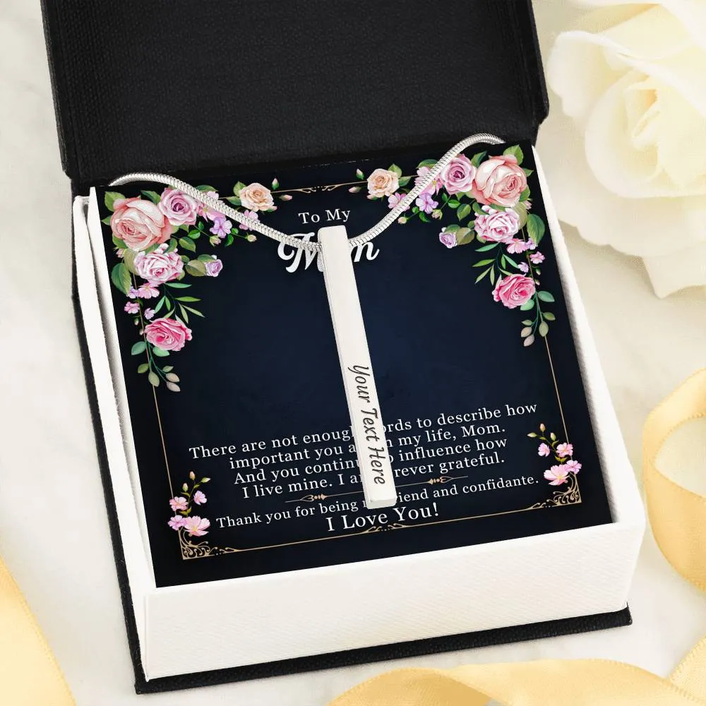 I am forever grateful-Vertical Stick Necklace for Mom