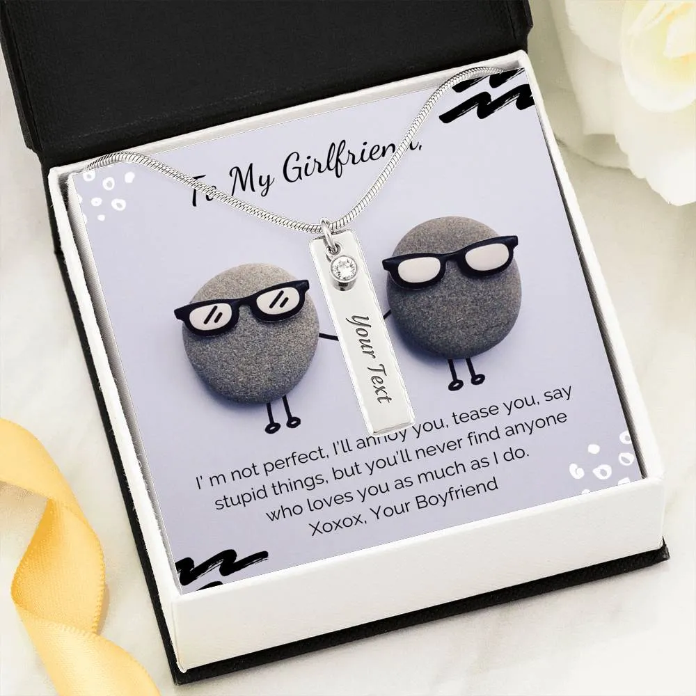 I’m not perfect, I annoy you-Birthstone Name Necklace