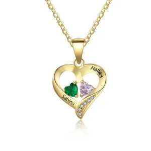 It Takes Two Gold Necklace - 2 Birthstone & Custom Names