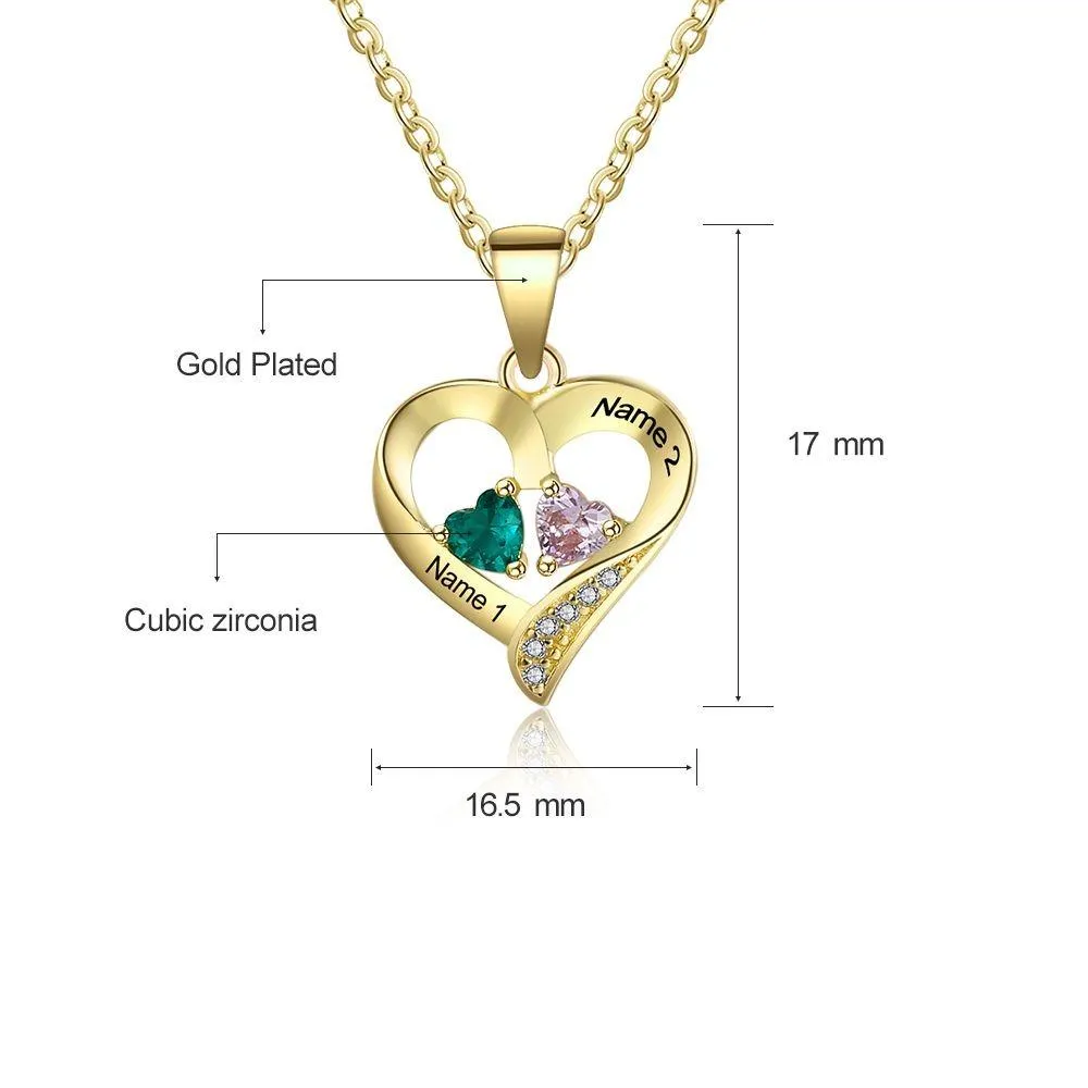 It Takes Two Gold Necklace - 2 Birthstone & Custom Names