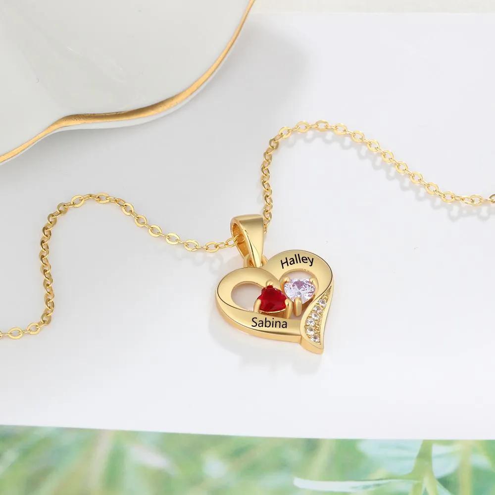 It Takes Two Gold Necklace - 2 Birthstone & Custom Names