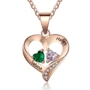 It Takes Two Rose Gold Necklace - 2 Birthstone & Custom Names