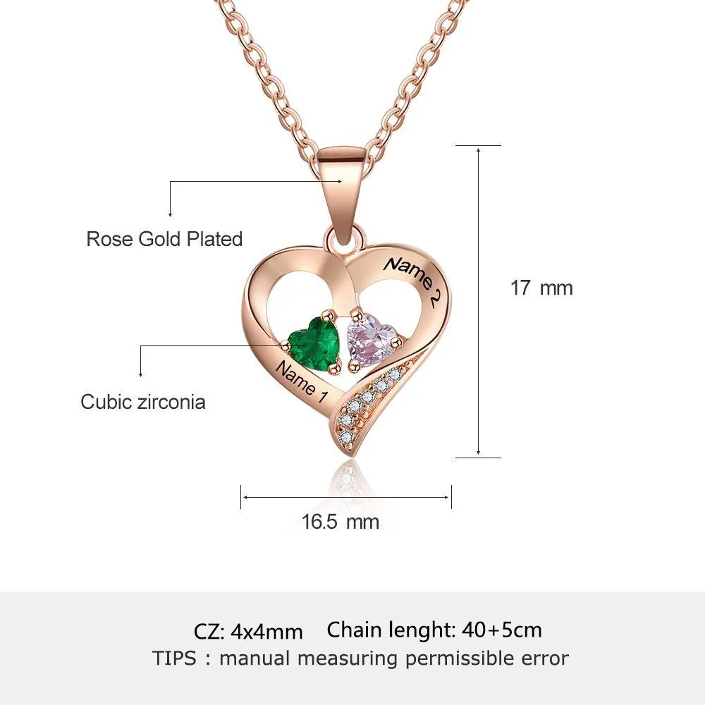 It Takes Two Rose Gold Necklace - 2 Birthstone & Custom Names