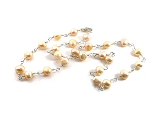Ivory Freshwater Pearl Wire Wrapped Necklace
