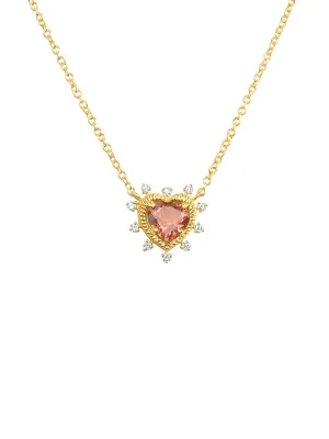 Jasmine Pink Sapphire Heart Necklace 14K