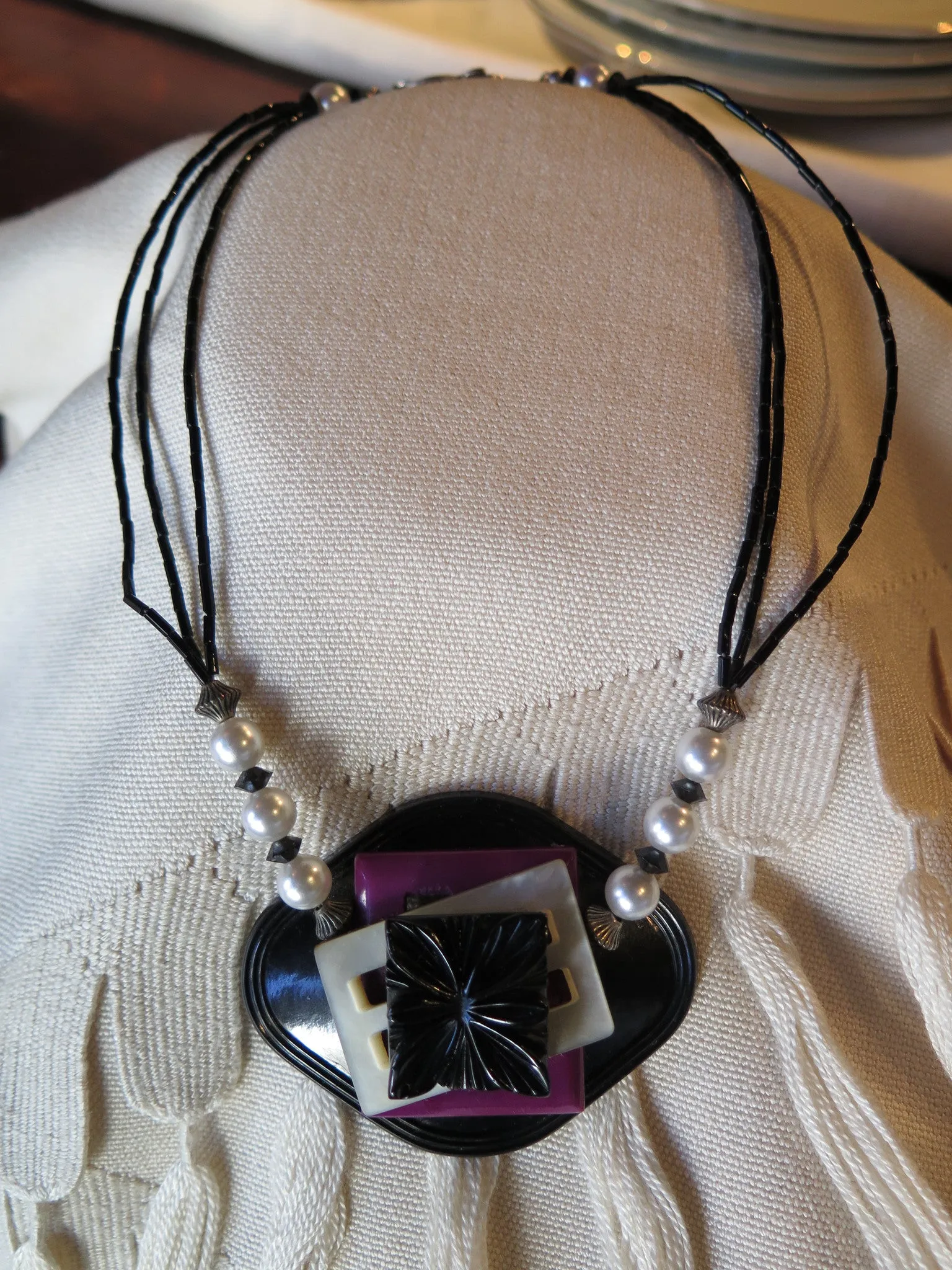 Jet Black, Fuchsia, and Pearls