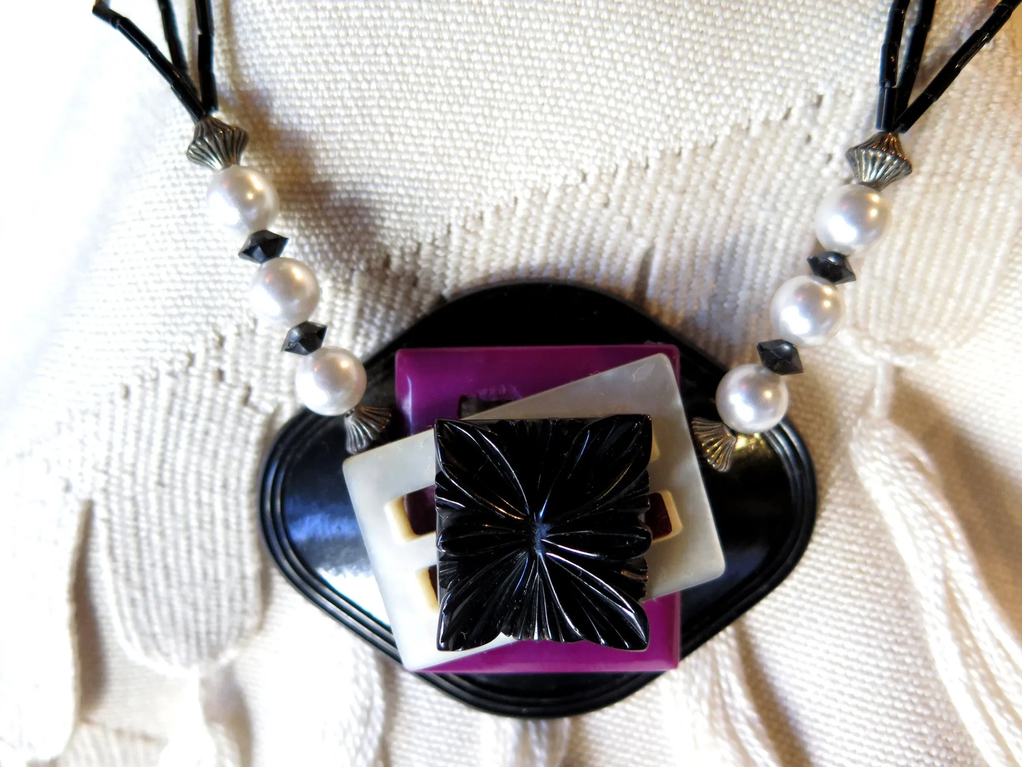 Jet Black, Fuchsia, and Pearls