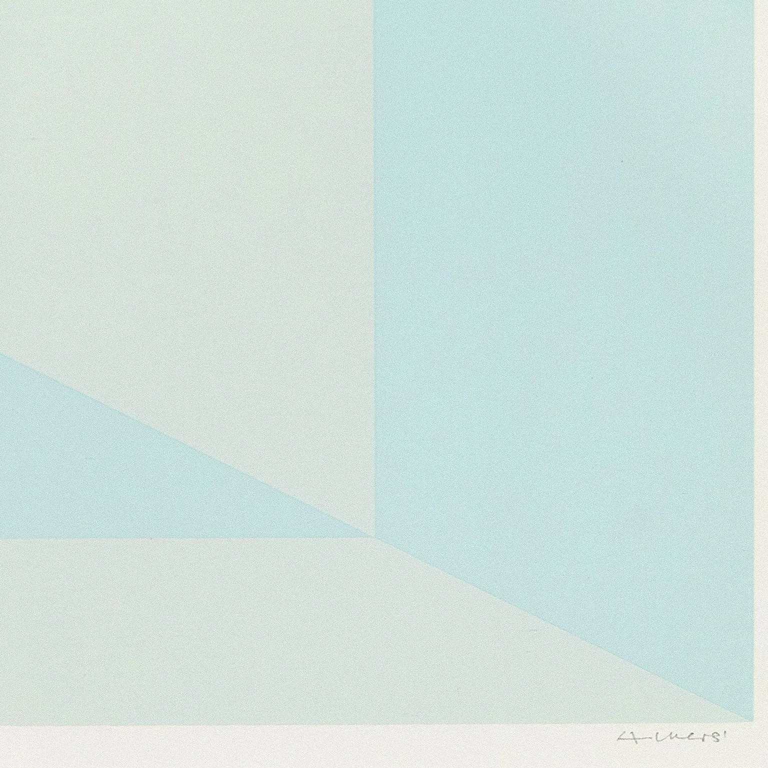 JOSEF ALBERS "MITERED SQUARES - COLD TEAL" SCREENPRINT, 1976