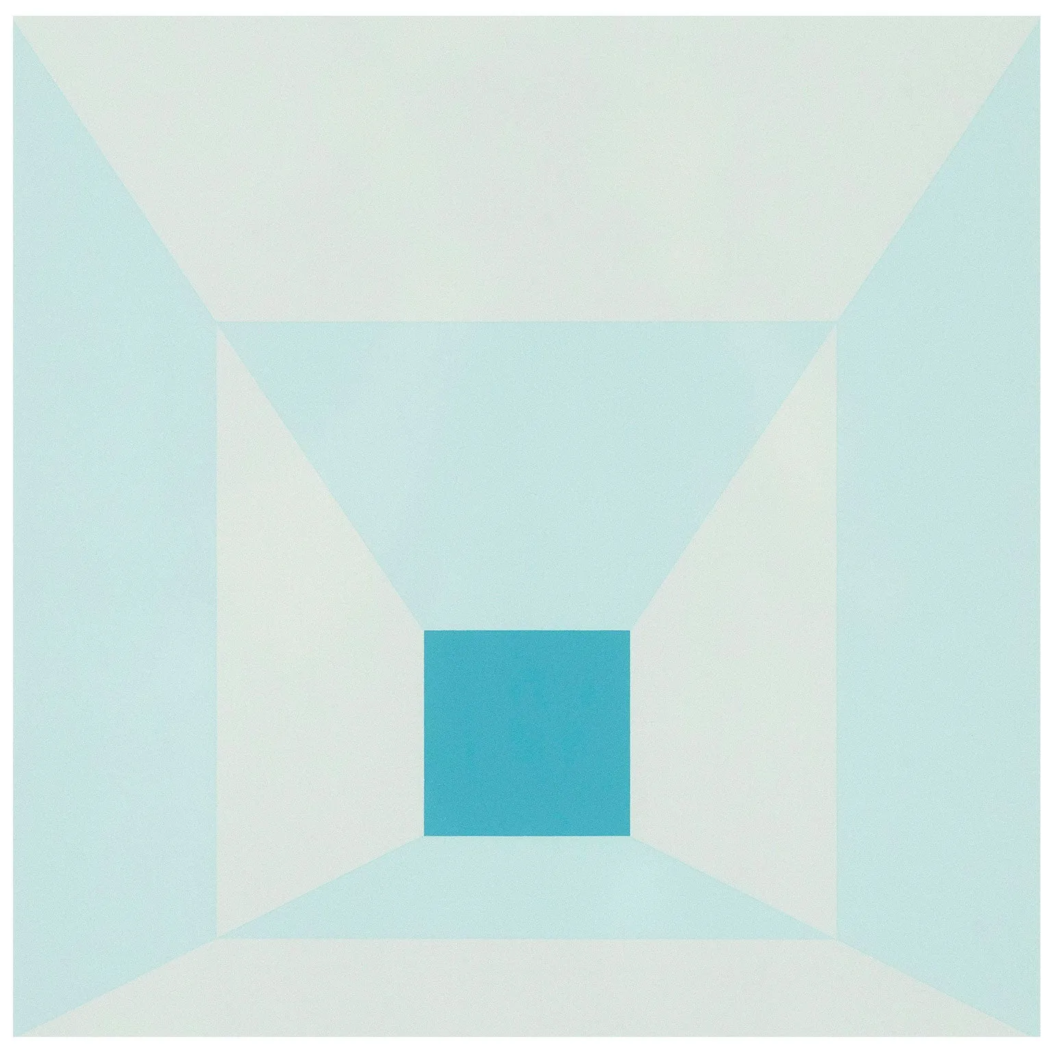 JOSEF ALBERS "MITERED SQUARES - COLD TEAL" SCREENPRINT, 1976