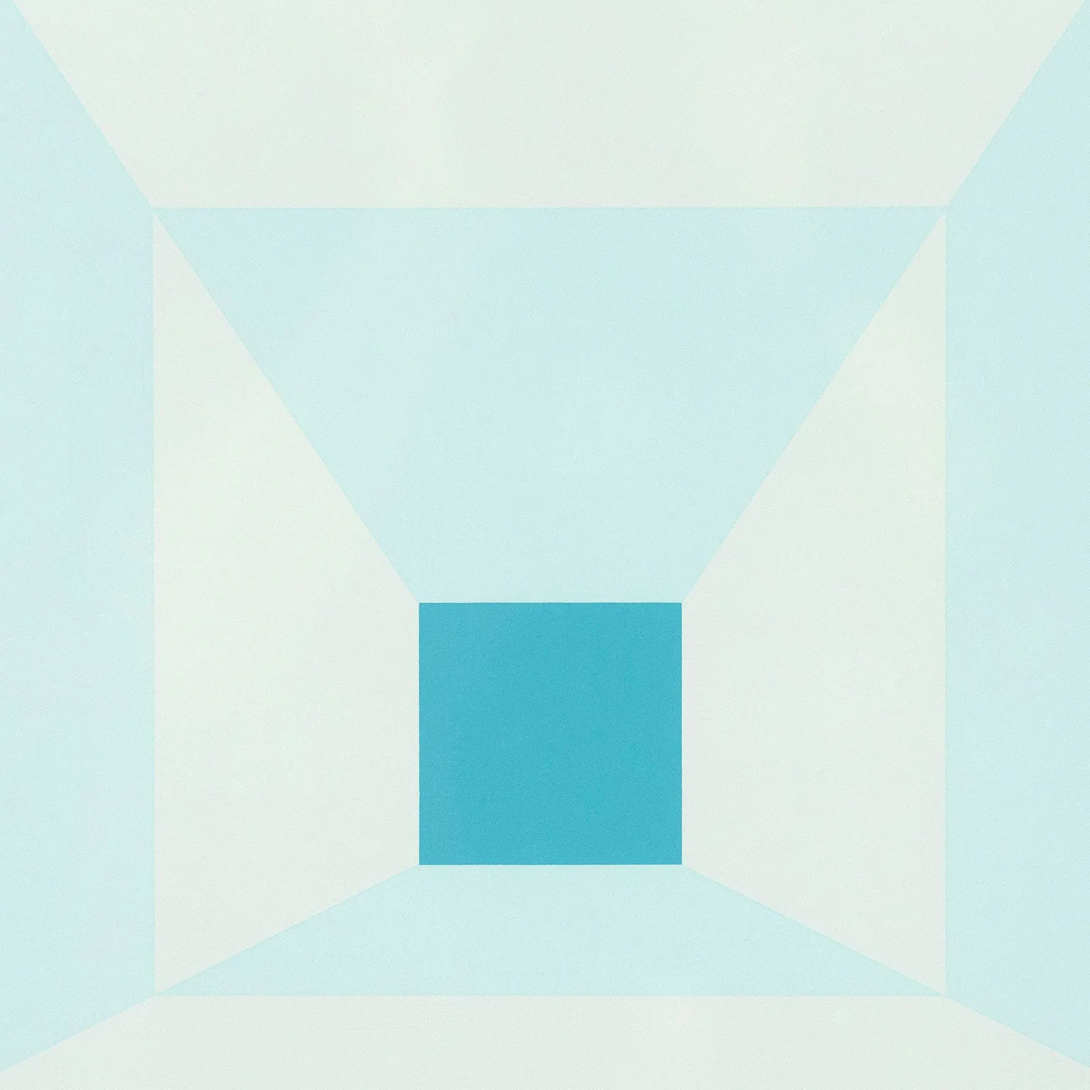 JOSEF ALBERS "MITERED SQUARES - COLD TEAL" SCREENPRINT, 1976