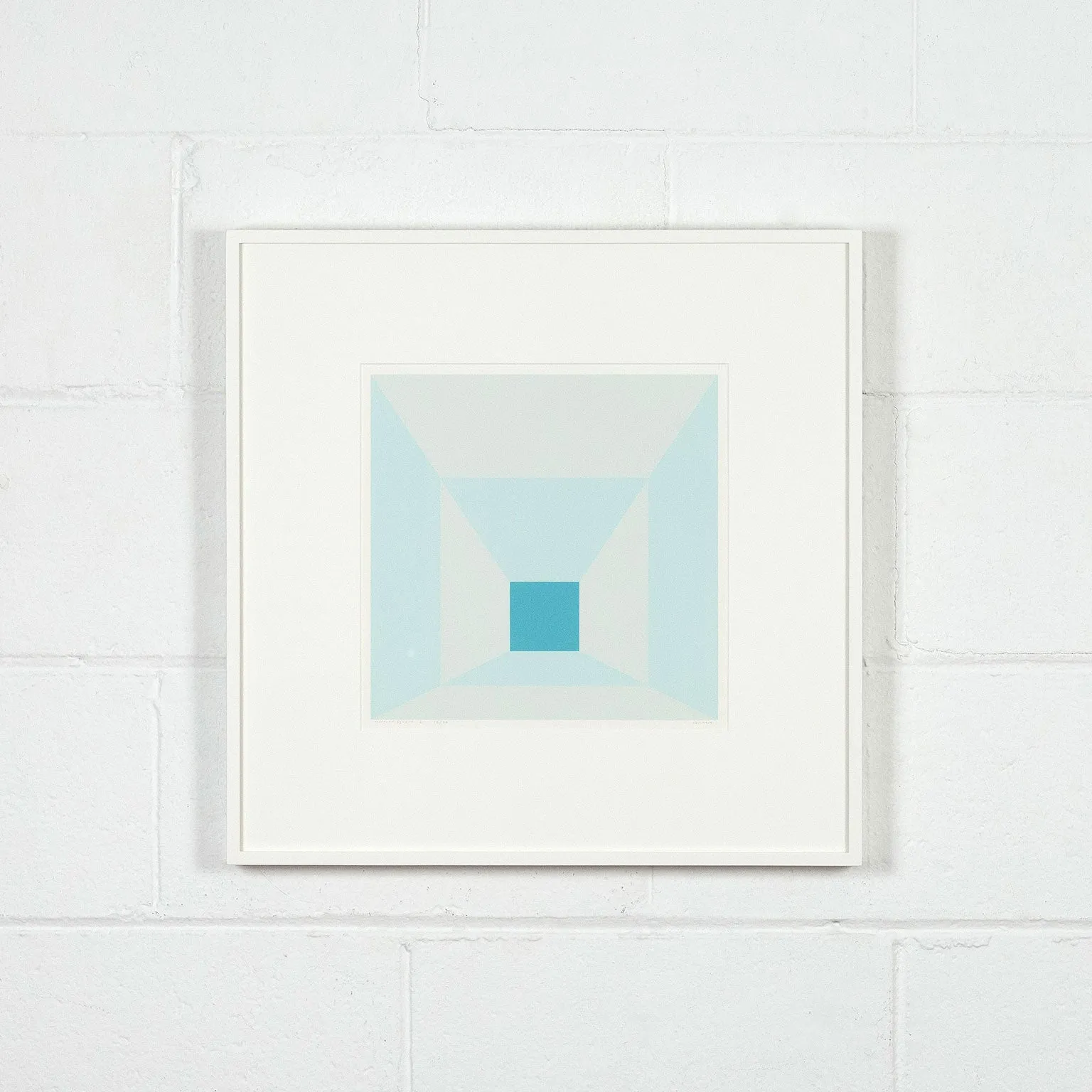 JOSEF ALBERS "MITERED SQUARES - COLD TEAL" SCREENPRINT, 1976
