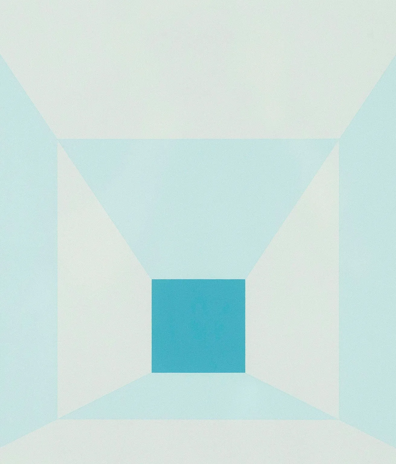 JOSEF ALBERS "MITERED SQUARES - COLD TEAL" SCREENPRINT, 1976